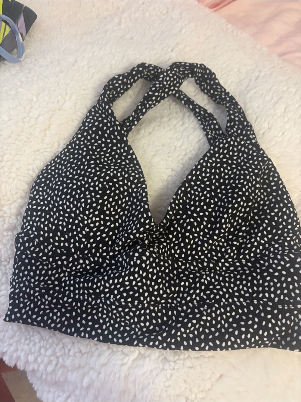 BuffBunny Black and White Dotted Halter Bralette